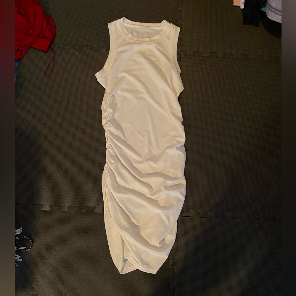 Last chance.  Shein white ribbed dress, M